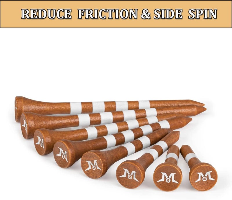 MAZEL Natural Wood/Bamboo Golf Tees 2 3/4 Inch & 3 1/4 Inch,Pack 50 or 120,Reduce Friction & Side Spin,More Stable Golf Tees - Image 2